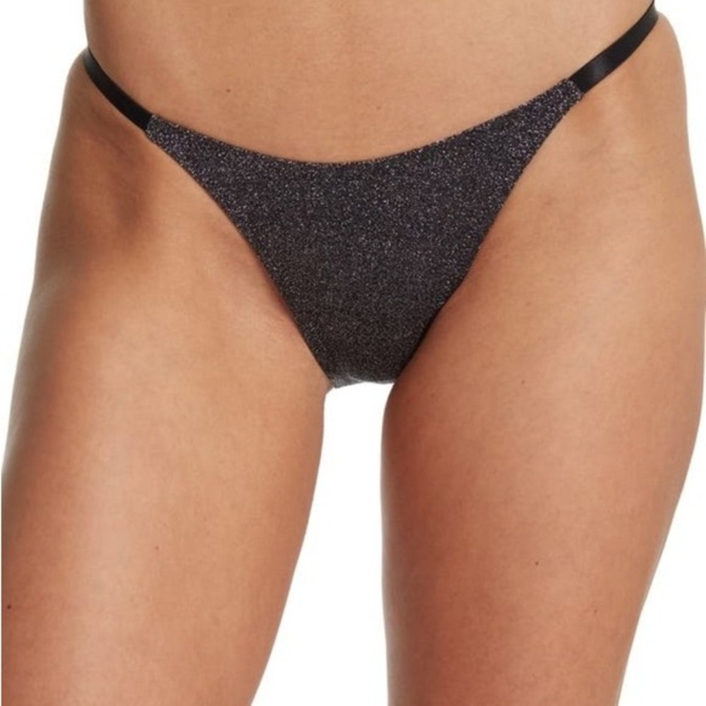 NWT Kendall & Kylie Womens Bandeau High Leg 2 Piece Bikini Black Silver Size XL - Picture 11 of 16